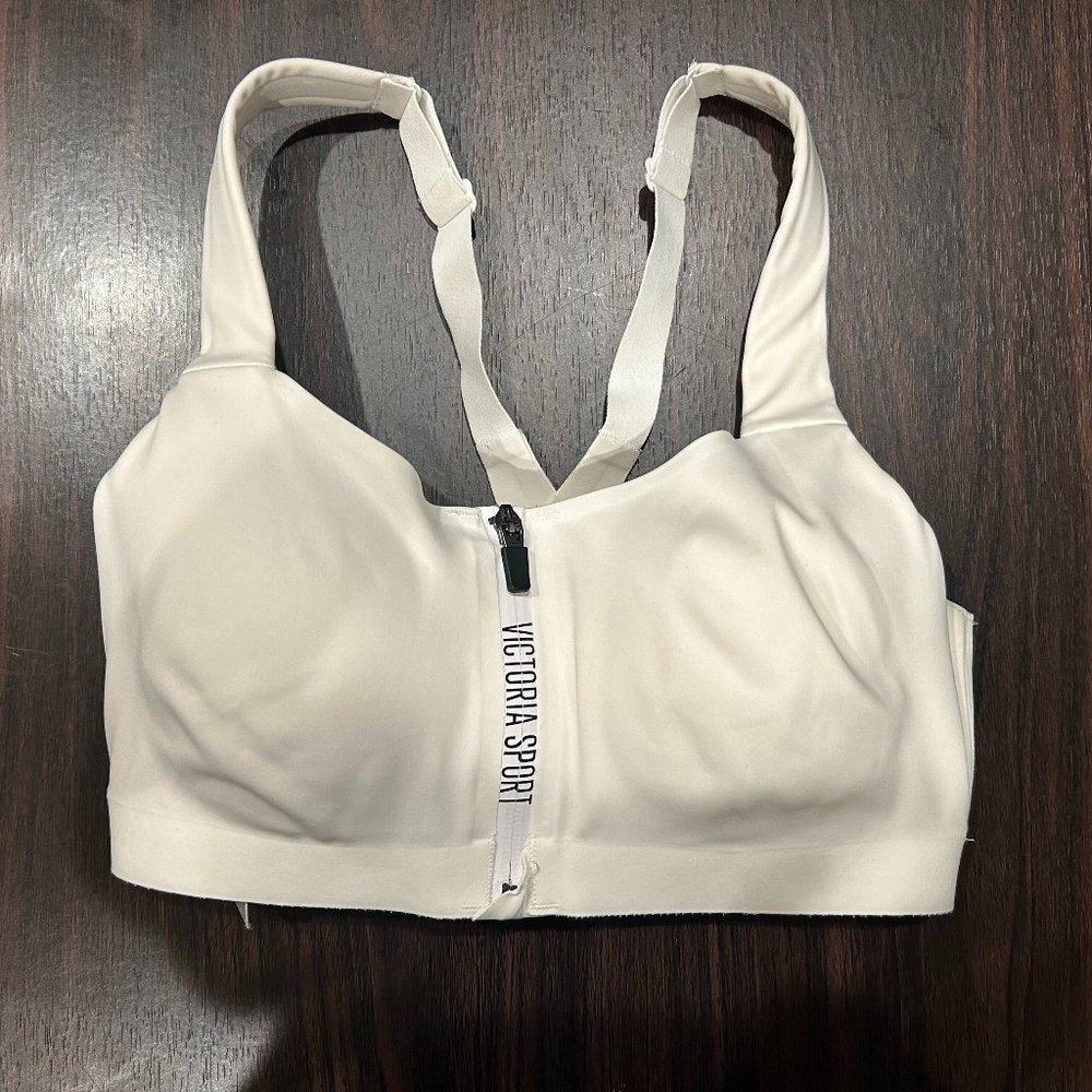 Victoria Sport White Zip Up Sports Bra